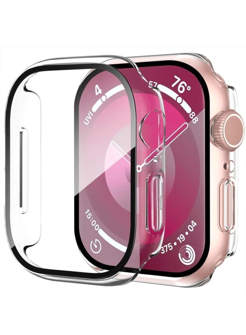 حافظة حماية شاشة Apple Watch Series 10/11 مقاس 42 مم مقاومة للماء ومضادة للفقاعات ومضادة للخدش وزجاج مقسى من البولي كربونات الصلب بتصميم هجين، لا تتحول إلى اللون الأصفر أبدًا، شفافة تمامًا - Image 1