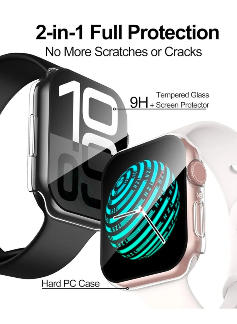 حافظة حماية شاشة Apple Watch Series 10/11 مقاس 42 مم مقاومة للماء ومضادة للفقاعات ومضادة للخدش وزجاج مقسى من البولي كربونات الصلب بتصميم هجين، لا تتحول إلى اللون الأصفر أبدًا، شفافة تمامًا - Image 5