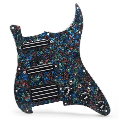 MAXCHEER SSH-Coil Splitting Electric Guitar Pickguard Two Mini Humbucker + ONE 4 Coil Pickup High Output-(9K/9K/18K) Loaded Prewired Scratchplate (Abalone Pearl, SSH) - Image 1