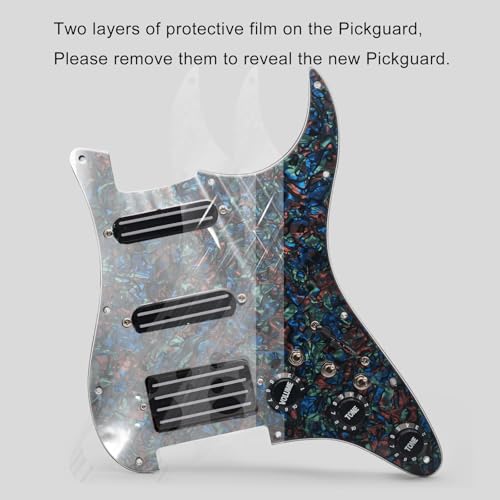 MAXCHEER SSH-Coil Splitting Electric Guitar Pickguard Two Mini Humbucker + ONE 4 Coil Pickup High Output-(9K/9K/18K) Loaded Prewired Scratchplate (Abalone Pearl, SSH) - Image 3