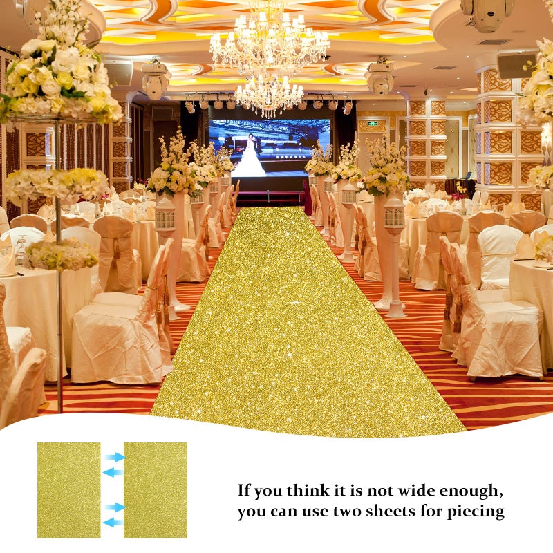 Tatuo Carpet Runner Runway Rug 55 GSM Thickness with Carpet Tape for Prom Wedding Halloween Christmas Outdoor Indoor Hallway Party Rug(2.46 x 30 Feet,Glitter Gold) - Image 5