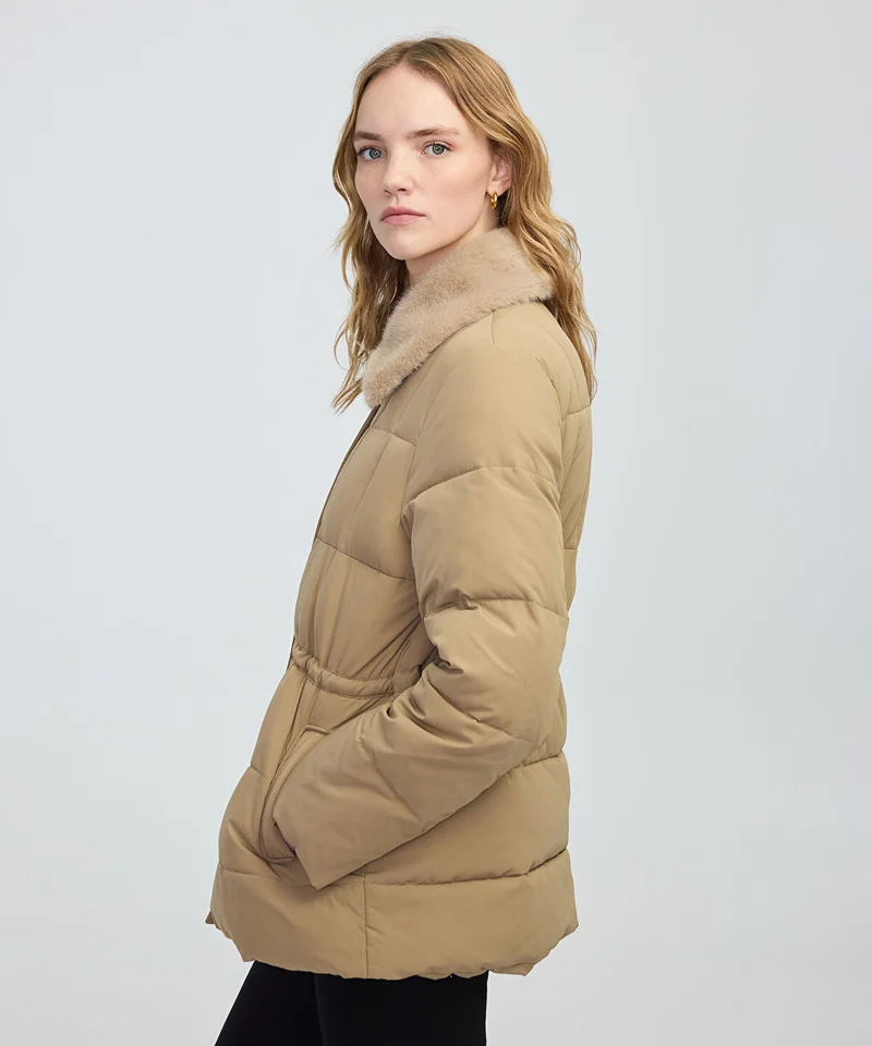 Ipekyol Quilted Puffer with Faux Fur Collar