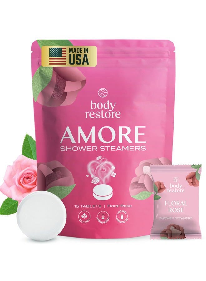 Body Restore أقراص بخار الاستحمام للعلاج بالروائح 15 عبوة - هدايا سلة عيد الفصح، هدايا استرخاء لعيد الميلاد للأم، الأب، أفضل صديق، أساسيات السفر، تخفيف التوتر، العناية الذاتية - أمور - Image 1