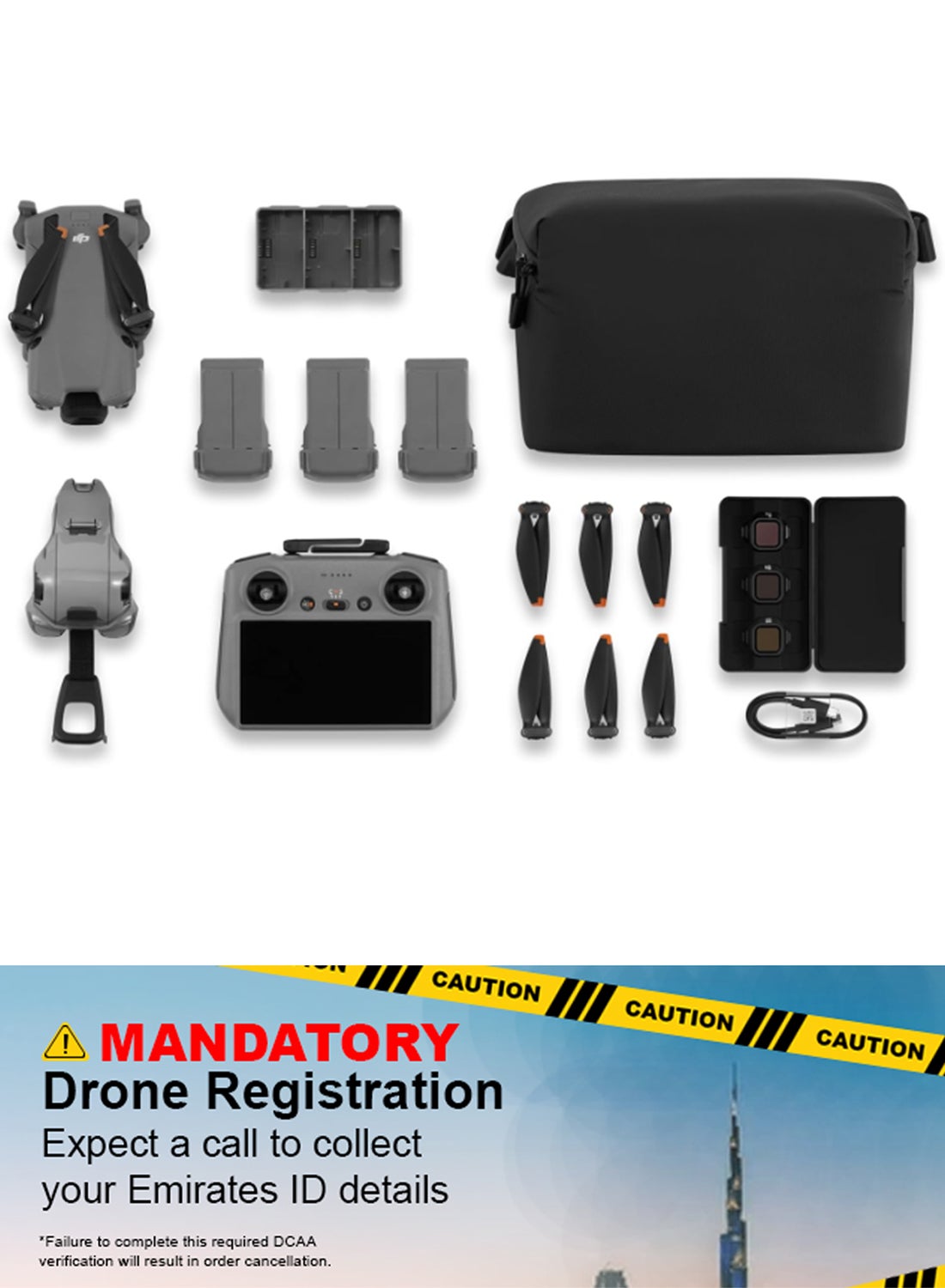 Mini 5 Pro Fly More Combo, DJI RC 2, 1-Inch CMOS, Omnidirectional Obstacle Sensing, ActiveTrack 360°, 225° Gimbal Rotation, 3 Batteries, MOIAT Certified, UAE Version, Official Warranty Support