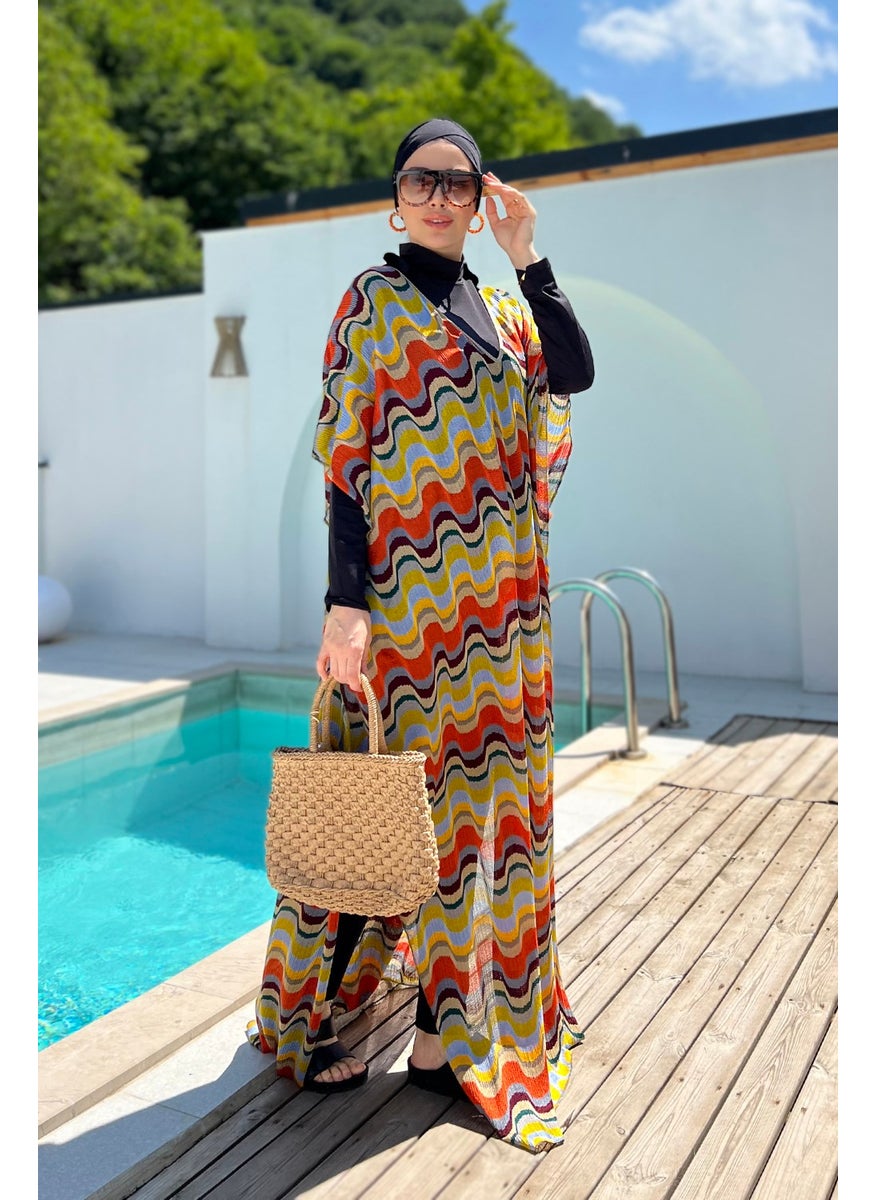 Remsa Mayo Remsa Swimsuit Remsa Modest Swimsuit Knitted Single Kaftan Pareo 430-T10 Colorful  - Image 1
