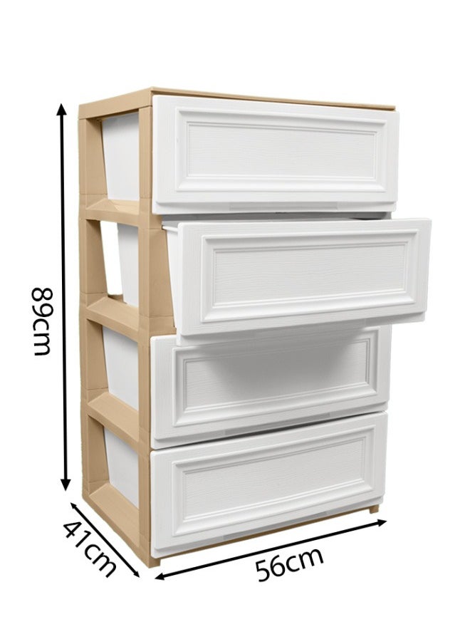 Concept home 4 Layer Large Capacity Plastic Stackable Wide Drawer Storage Cabinet, Plastic Home Storage Box, Plastic Toys Storage Rack, Bedside Table, Floor Storage Organizer with 4 Drawer  - Image 4