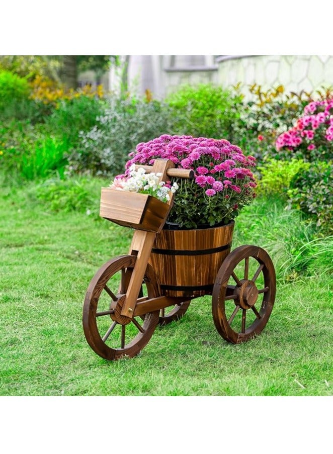طعم المنزل أصيص زهور خشبي على شكل دراجة ثلاثية العجلات، مزهريات زهور لتزيين الحديقة، للأماكن الداخلية والخارجية - Image 1