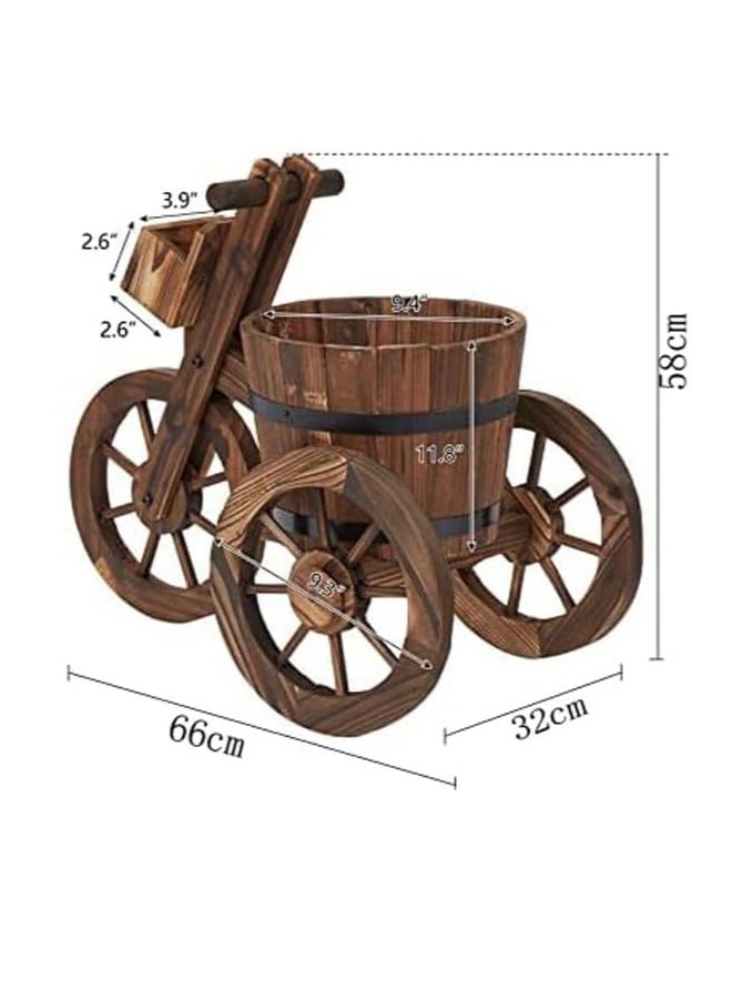طعم المنزل أصيص زهور خشبي على شكل دراجة ثلاثية العجلات، مزهريات زهور لتزيين الحديقة، للأماكن الداخلية والخارجية - Image 2