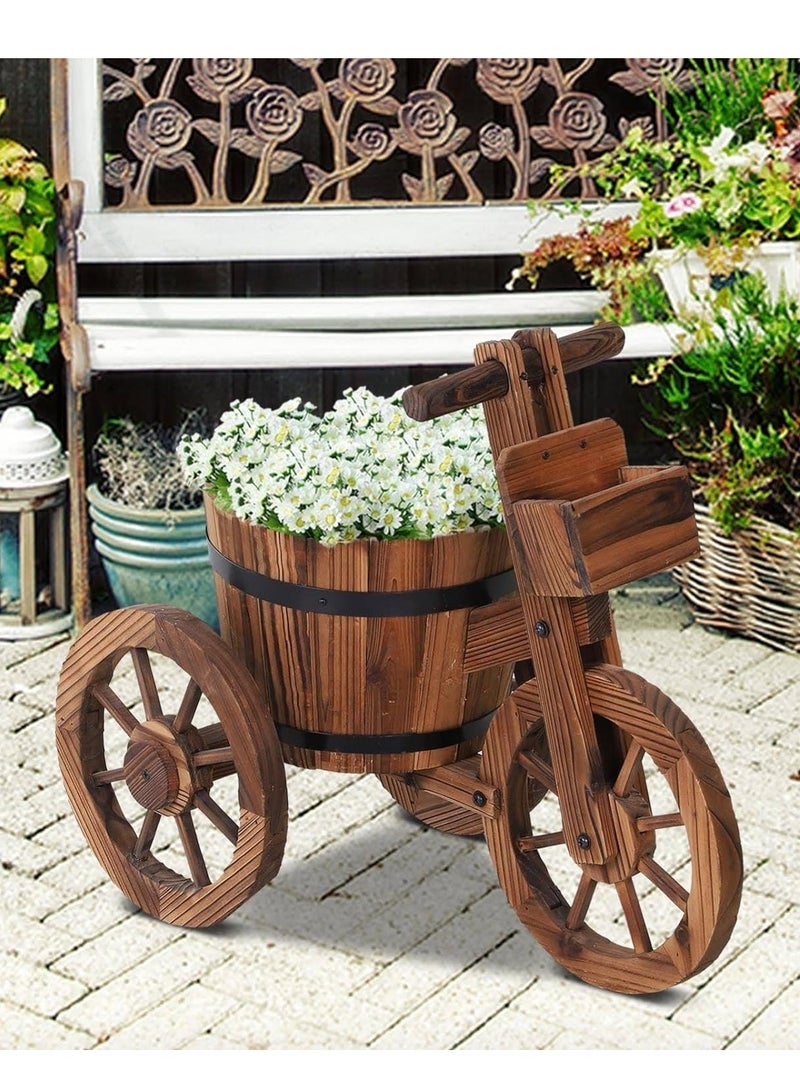 طعم المنزل أصيص زهور خشبي على شكل دراجة ثلاثية العجلات، مزهريات زهور لتزيين الحديقة، للأماكن الداخلية والخارجية - Image 3