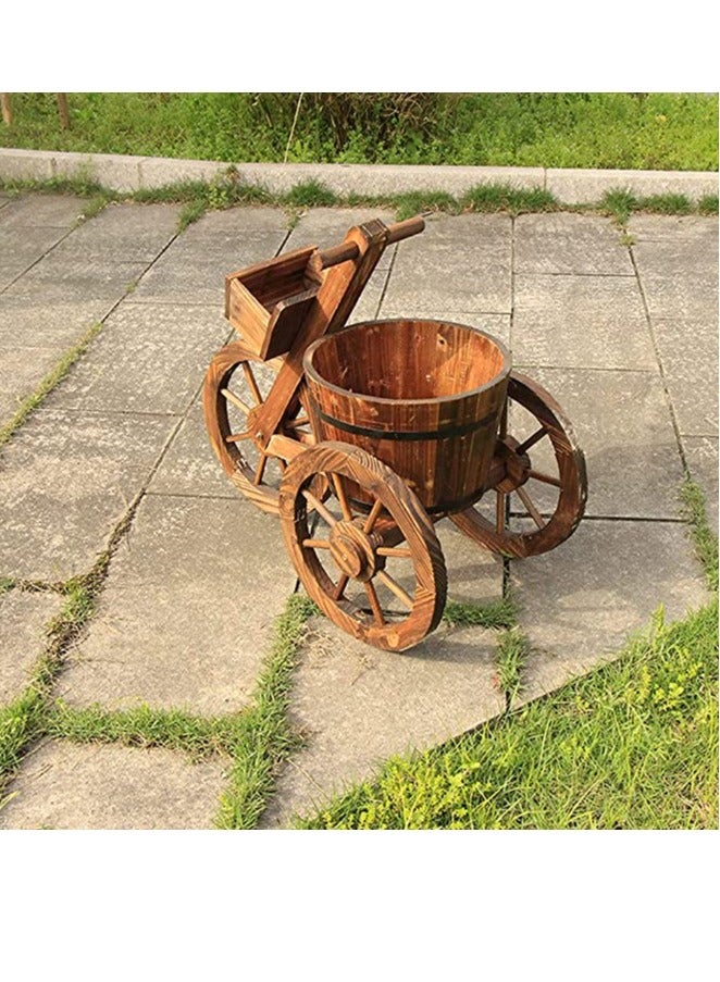 طعم المنزل أصيص زهور خشبي على شكل دراجة ثلاثية العجلات، مزهريات زهور لتزيين الحديقة، للأماكن الداخلية والخارجية - Image 4
