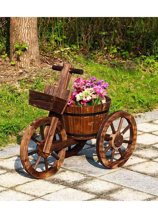 طعم المنزل أصيص زهور خشبي على شكل دراجة ثلاثية العجلات، مزهريات زهور لتزيين الحديقة، للأماكن الداخلية والخارجية - Image 5