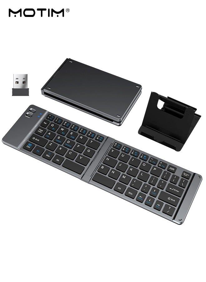 Motim Foldable Compact Keyboard, Portable Bluetooth Multi Device Mini Wireless Keyboard, Pocket-Sized Tri-Mode Keyboards for iPad, iPhone, Smartphone, Tablet and Laptop - Image 1