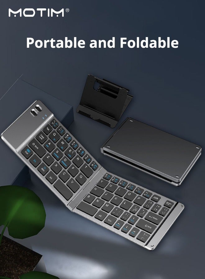 Motim Foldable Compact Keyboard, Portable Bluetooth Multi Device Mini Wireless Keyboard, Pocket-Sized Tri-Mode Keyboards for iPad, iPhone, Smartphone, Tablet and Laptop - Image 2