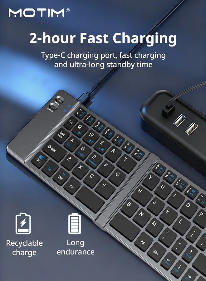 Motim Foldable Compact Keyboard, Portable Bluetooth Multi Device Mini Wireless Keyboard, Pocket-Sized Tri-Mode Keyboards for iPad, iPhone, Smartphone, Tablet and Laptop - Image 5