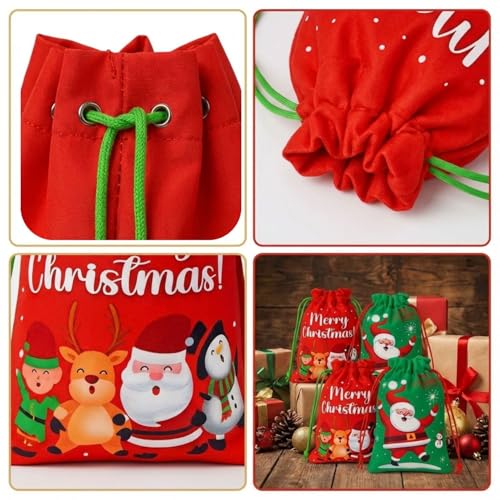 FunBlast Christmas Drawstring Gift Bag – Pack of 4 Merry Christmas Potli Bags for Kids, Gifting Bags, Candy Goodies Bag, Santa Pouch, Coin Pouches for Kids, Party Return Gift Accessories (Multicolor) - Image 5