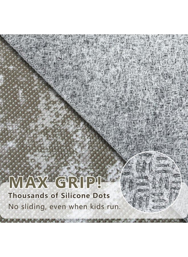 TTelephant 3x5 Area Rug Washable Entryway Rug Non Slip Abstract Tear and Stain Resistance No Pile Lightweight Throw Rugs Carpet for Kitchen, Entrance, Foyer, Bedside, Mudroom, Brown - Image 5