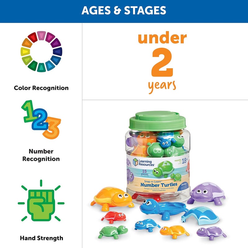 Learning Resources Snap-n-Learn Number Turtles - 15 Piece Educational Toy - Image 5