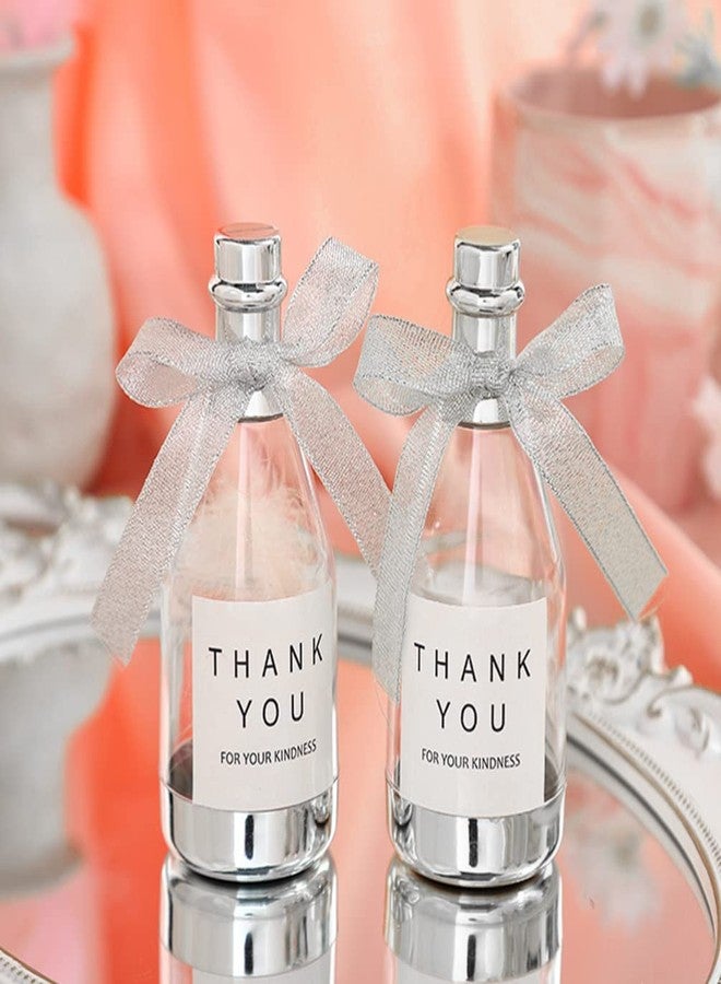 TOYANDONA Bottle Candy Container, 20Pcs Mini Bottles Plastic Clear Candy Boxes Bottle Container for Shower Wedding Party Favors (Silver) - Image 5