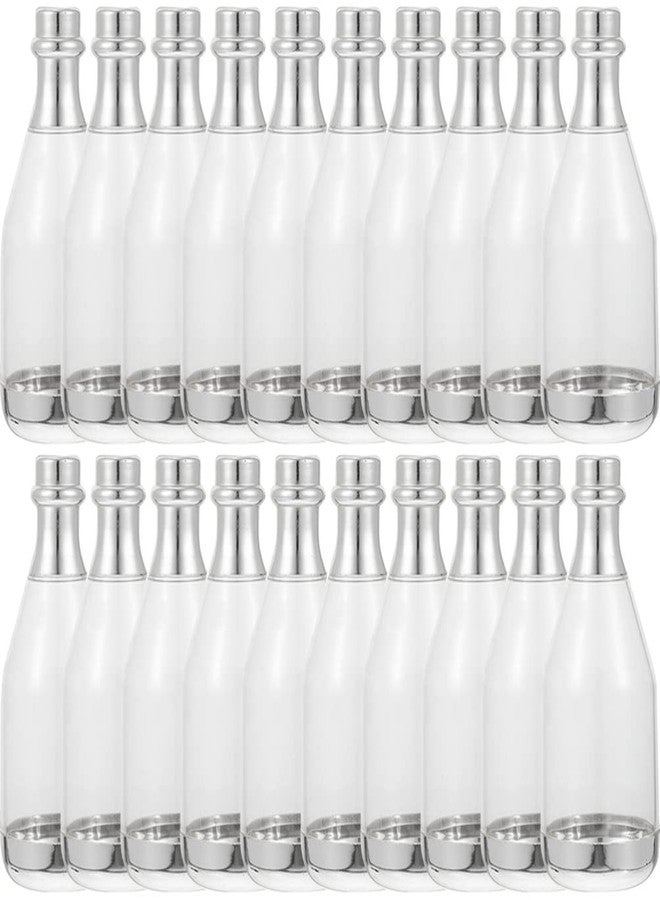 TOYANDONA Bottle Candy Container, 20Pcs Mini Bottles Plastic Clear Candy Boxes Bottle Container for Shower Wedding Party Favors (Silver) - Image 1