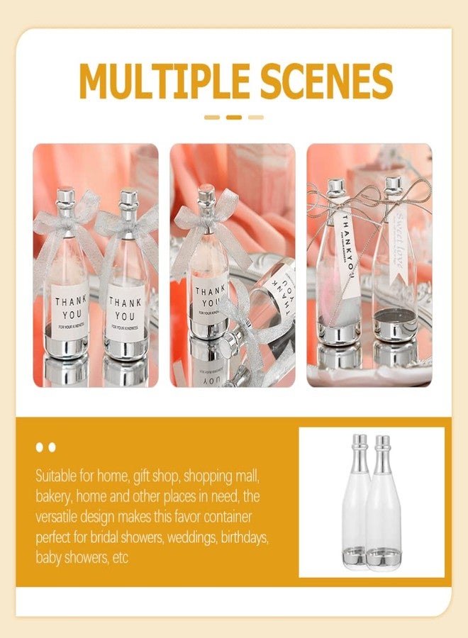TOYANDONA Bottle Candy Container, 20Pcs Mini Bottles Plastic Clear Candy Boxes Bottle Container for Shower Wedding Party Favors (Silver) - Image 4