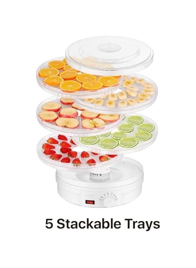 Food Dehydrator, 5 Tier Dehydrator for Food and Jerky, Temperature Control Dryer for Fruit Vegetables Meat Jerky Dog Treats, White - Image 4