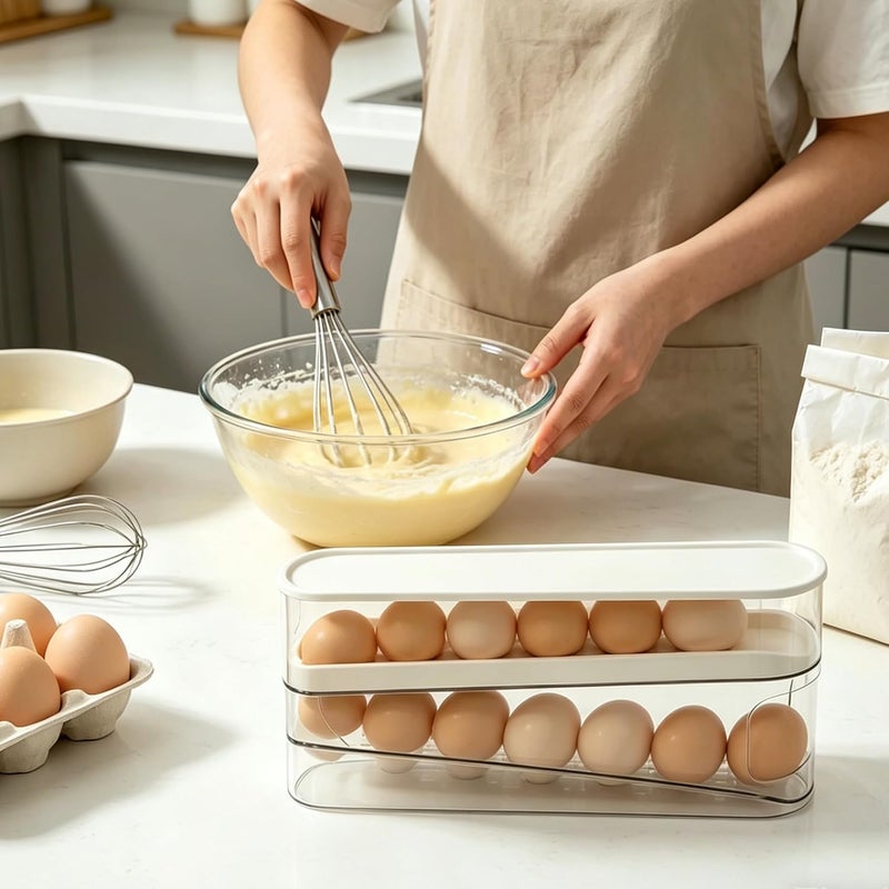 WACOI erichbow Automatic Rolling Refrigerator Egg Organizer, Space Saving Rolling Egg Dispenser and Refrigerator Storage,Home Egg Holder - Image 4