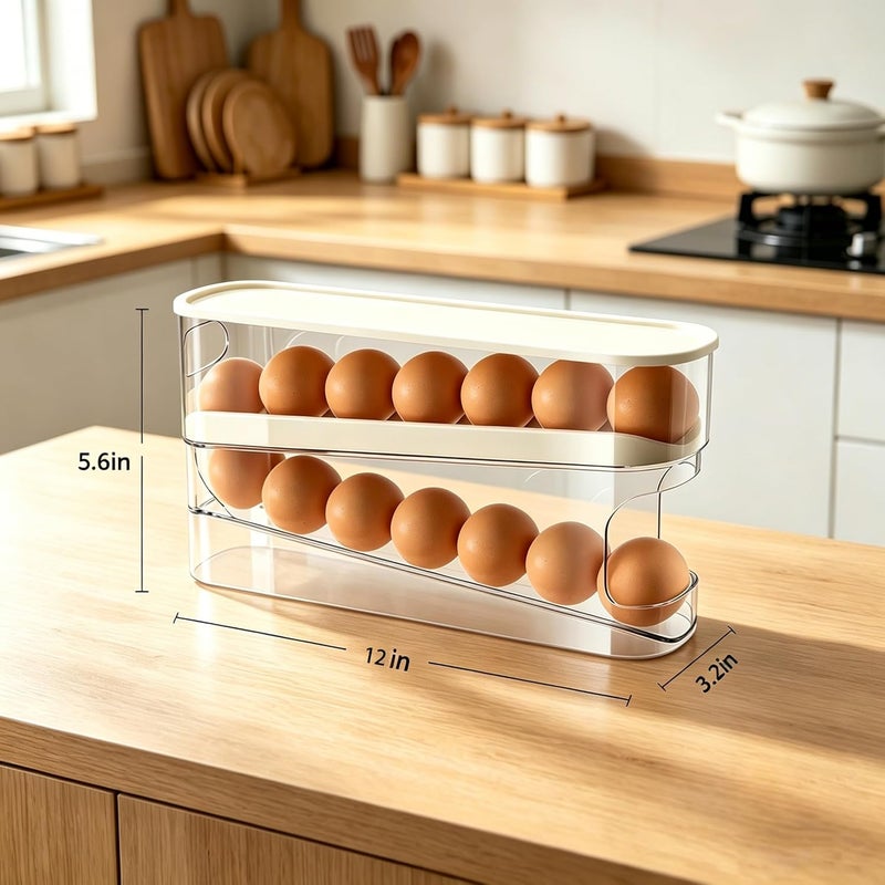 WACOI erichbow Automatic Rolling Refrigerator Egg Organizer, Space Saving Rolling Egg Dispenser and Refrigerator Storage,Home Egg Holder - Image 2