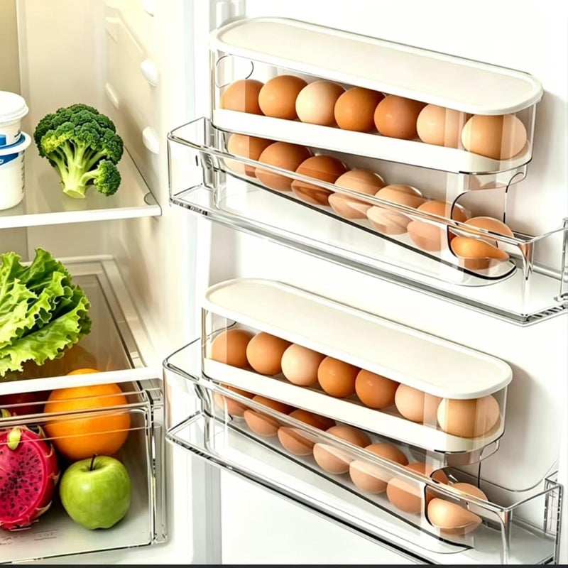WACOI erichbow Automatic Rolling Refrigerator Egg Organizer, Space Saving Rolling Egg Dispenser and Refrigerator Storage,Home Egg Holder - Image 1