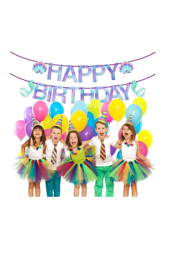 SYOSI Happy Birthday Banner Mermaid Pre assembled, Mermaid Birthday Decoration for Girls, Mermaid Party Supplies for Mermaid  Under The Sea Animal Themed Birthday Party, Baby Shower - Image 3