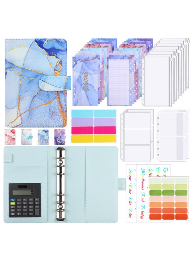 HONGYANG A6 Loose-leaf Book Budget Book Marbling Calculator Notebook Book Leather Pu Hand Book Loose-leaf Clip - Image 1