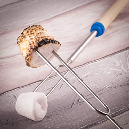 Ajmyonsp Marshmallow Roasting Sticks Smores Stick for Fire Pit - Hot Dog Campfire Skewers Mashmellow Camping 32 Inch Long Extendable Forks 5 Pack - Image 2