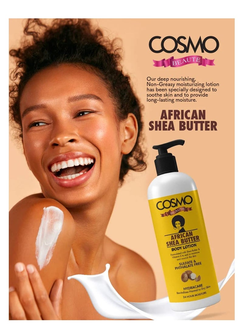 كوزمو لوشن الجسم بزبدة الشيا الأفريقية من كوزمو بيوتي، 1000 مل، للعناية اليومية بالرطوبة لجميع أنواع البشرة - Image 2