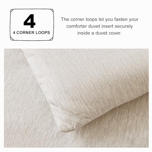 CozyLux Oversized Queen Comforter Set, 3 Pieces 98x98 Heathered Beige Soft Luxury Bedding Set All Season, Breathable Lightweight Bed Sets with 1 Down Alternative Comforter and 2 Pillow Shams - Image 4