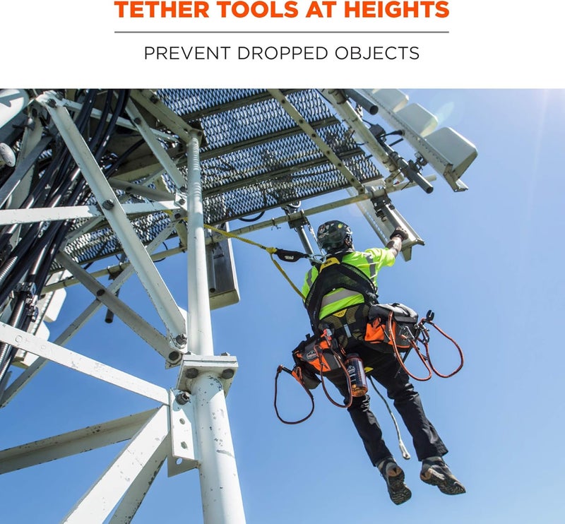 Ergodyne Squids 3100 Tool Lanyard with Single Carabiner and Adjustable Loop End - Standard Length, Lime - Image 2