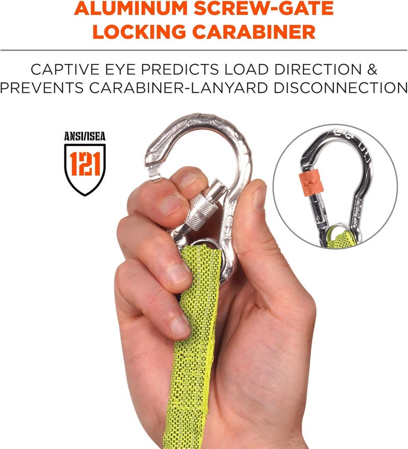 Ergodyne Squids 3100 Tool Lanyard with Single Carabiner and Adjustable Loop End - Standard Length, Lime - Image 5