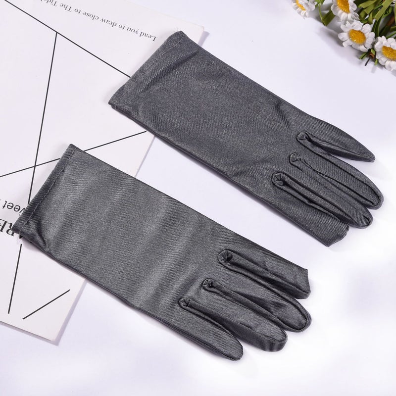 Spring and summer ladies snow gloves etiquette thin stretch gloves dance tight white gloves jewelry square dance gloves light gray 