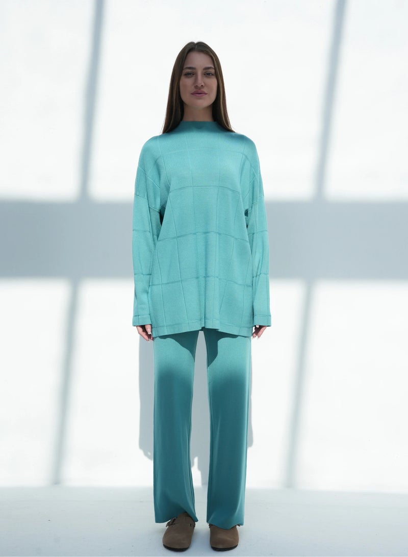 Andy 2316 | Women's Premium Knitwear Two-Piece Set – Long-Sleeve High-Neck Tunic Top with Relaxed Wide-Leg Trousers | Elegant & Versatile Outfit for Everyday Comfort and Style | Tiffany - Image 4