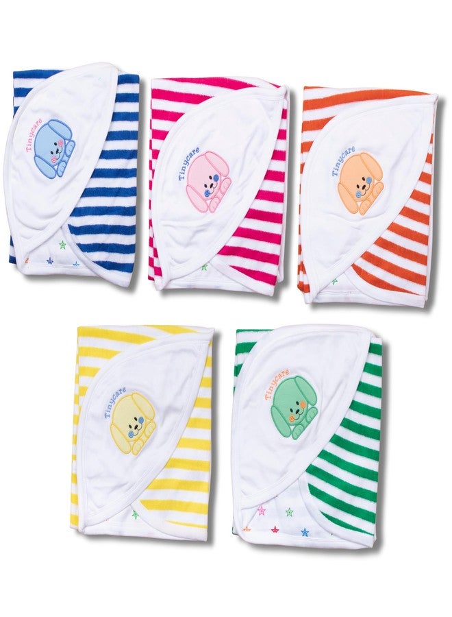 Tinycare Cotton Bath Hooded Towel for New Born Baby, Extra Soft with Terry Stripes, Printed Towel for Kids/Toddler/Infants 72 x 72cm, Quick Absorbent (Peach- Pack of 1) 0-12 Months - Image 2
