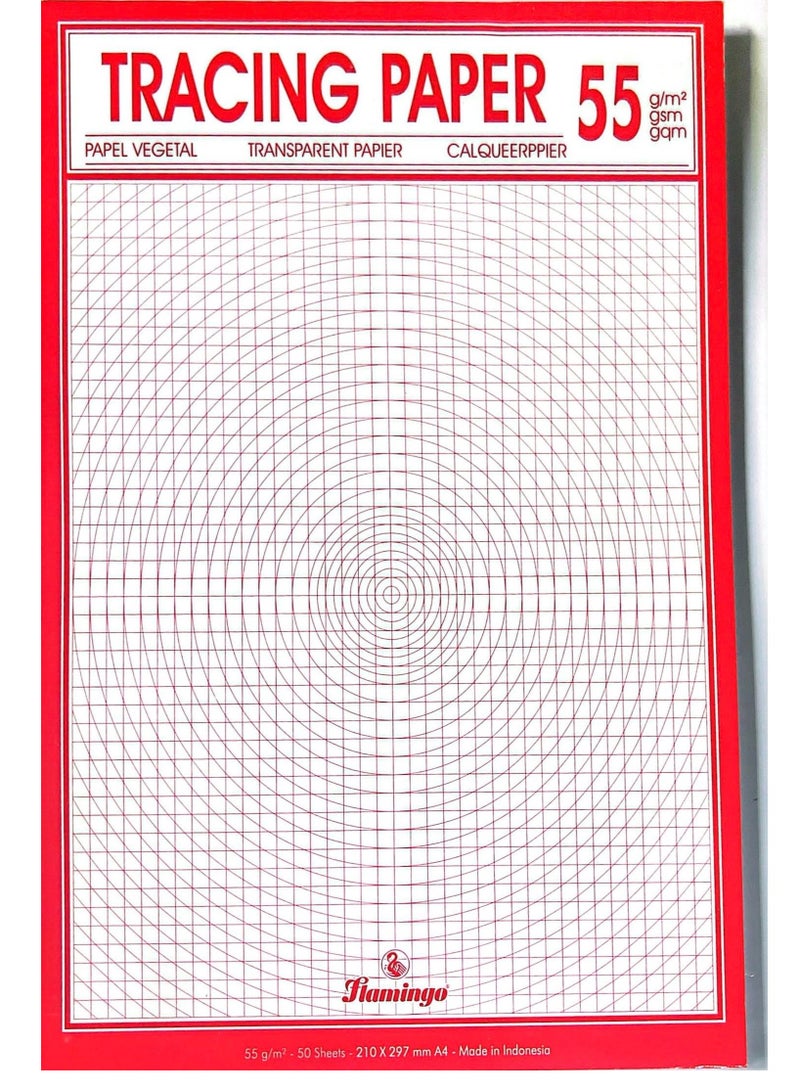 Flamingo 50-Sheets A4 Size 55gsm Tracing Paper Pad