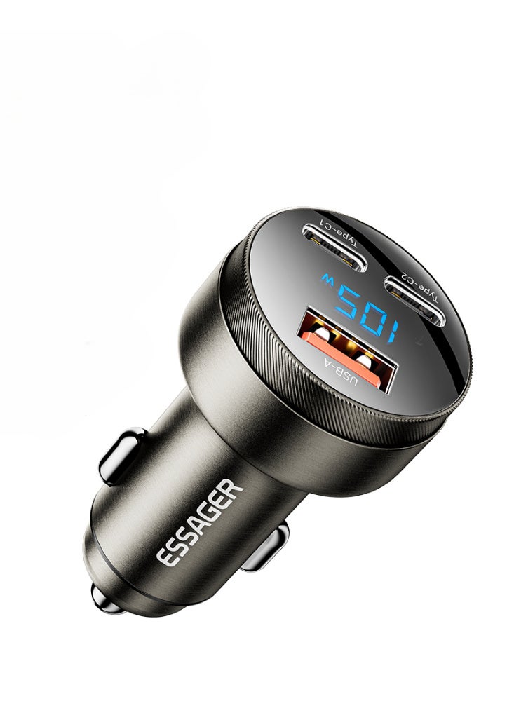 ايساجر شاحن سيارة بقوة 105 واط كحد أقصى، محول شاحن سيارة ثلاثي المنافذ، محول USB-C للسيارة لأجهزة ماك بوك برو/إير، وسلسلة آيفون، وسامسونج، وآيباد، وإيربودز، ومشغل MP3 - Image 1