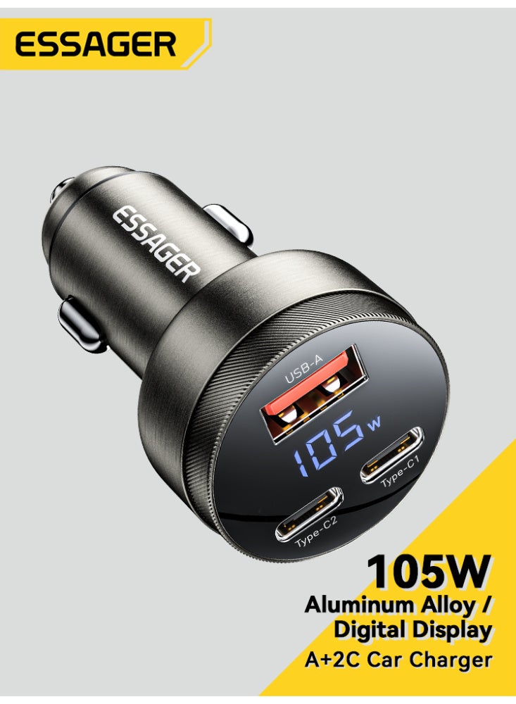 ايساجر شاحن سيارة بقوة 105 واط كحد أقصى، محول شاحن سيارة ثلاثي المنافذ، محول USB-C للسيارة لأجهزة ماك بوك برو/إير، وسلسلة آيفون، وسامسونج، وآيباد، وإيربودز، ومشغل MP3 - Image 5