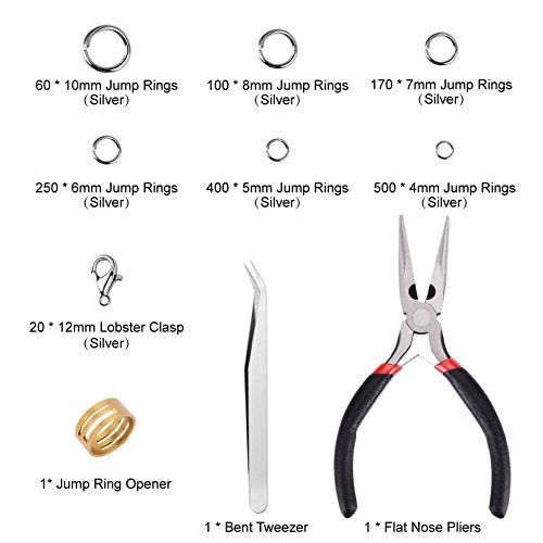 Paxcoo 1500Pcs Silver Jump Rings with Lobster Clasps and Jewelry Pliers for Jewelry Making Supplies Findings and Necklace Repair - Image 2