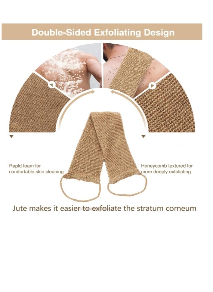 OASIS-TH Exfoliating Gloves in Jute and Washing Strap with Jute Back, Exfoliating Sponge Back, Natural Exfoliating Gloves for Bathing the Back Body and Face Women and Men  - Image 3