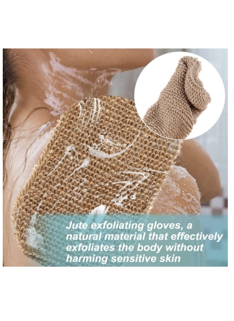 OASIS-TH Exfoliating Gloves in Jute and Washing Strap with Jute Back, Exfoliating Sponge Back, Natural Exfoliating Gloves for Bathing the Back Body and Face Women and Men  - Image 4