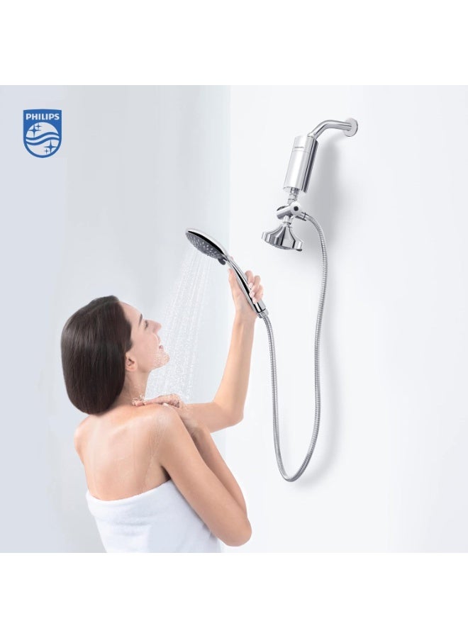 Philips Shower Filter 3-stage Water Softener, Shower Filtration with Double Mesh & NSF Certified KDF Material, Reducing Chlorine/Impurities/Rust Sediments for Handheld Showerhead(Shower Filter Set) - Image 4