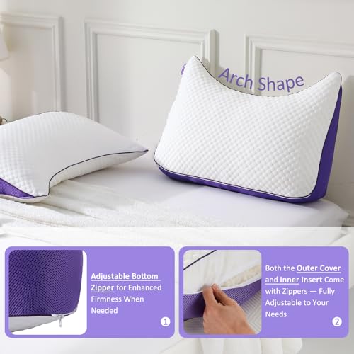 HOMELAB Adjustable Shredded Memory Foam Curve Pillow Queen Size 29"x19", Oversized Crescent Design for Side & Back Sleepers, Doubles as Backrest for Reading, Lounging & Relaxing, Cooling Cover, 1 Pack - Image 5