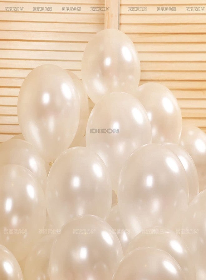 Ekeon بالونات إيكيون البيضاء المعدنية (عبوة من 50 بالونًا) - بالونات بيضاء معدنية لأعياد الميلاد، والذكرى السنوية، وحفلات الزفاف، وحفلات الخطوبة، ويوم الاستقلال، ويوم الجمهورية (أبيض، عبوة من 50 بالونًا) - Image 1