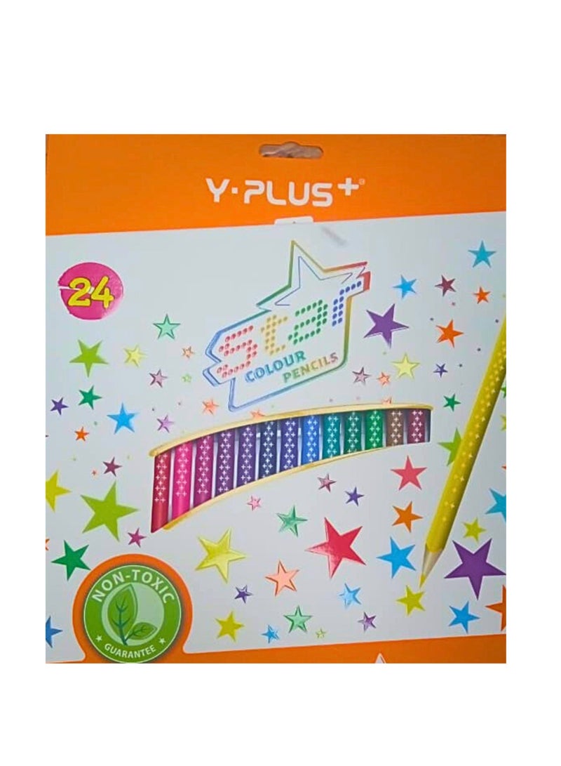 YPlus 24-Pieces Star Color Pencil Multicolor - Image 1