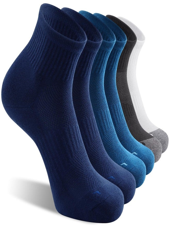 FITRELL 6 Pack Men's Athletic Ankle Socks Cushioned Sports Running Socks, Shoe Size 9-12, Blue Mixed - Image 1