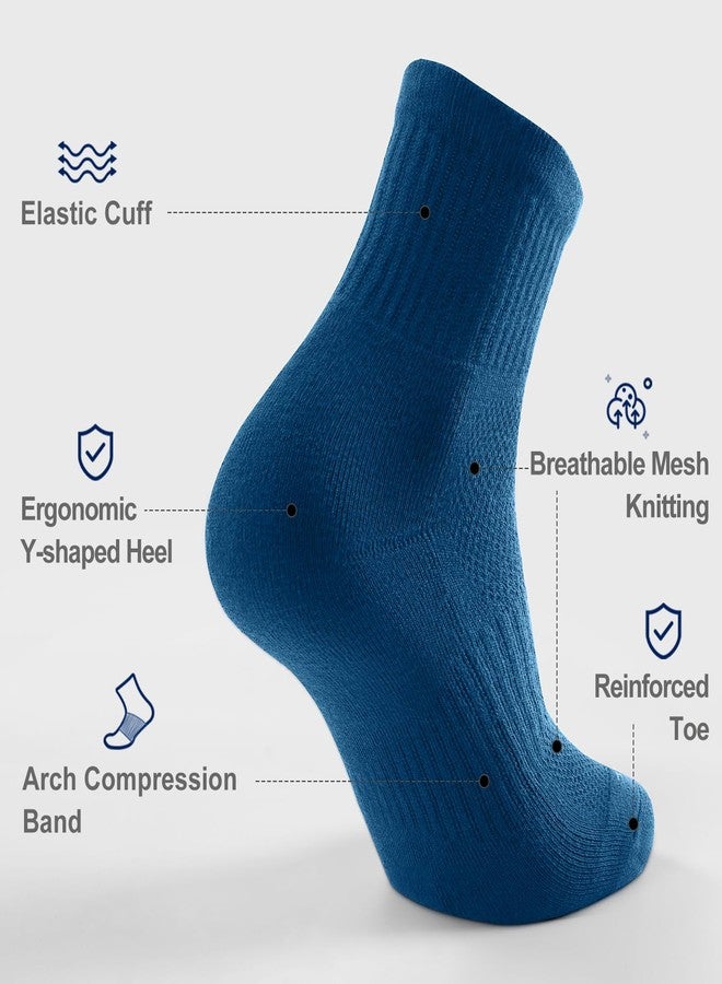 FITRELL 6 Pack Men's Athletic Ankle Socks Cushioned Sports Running Socks, Shoe Size 9-12, Blue Mixed - Image 5